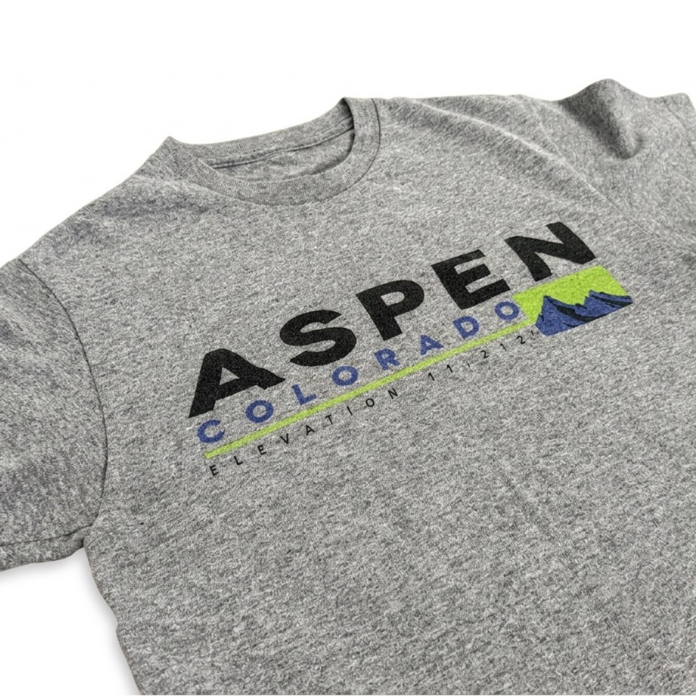 Aspen Colorado Cotton Tee | Men’s Unisex Small | Heather Gray